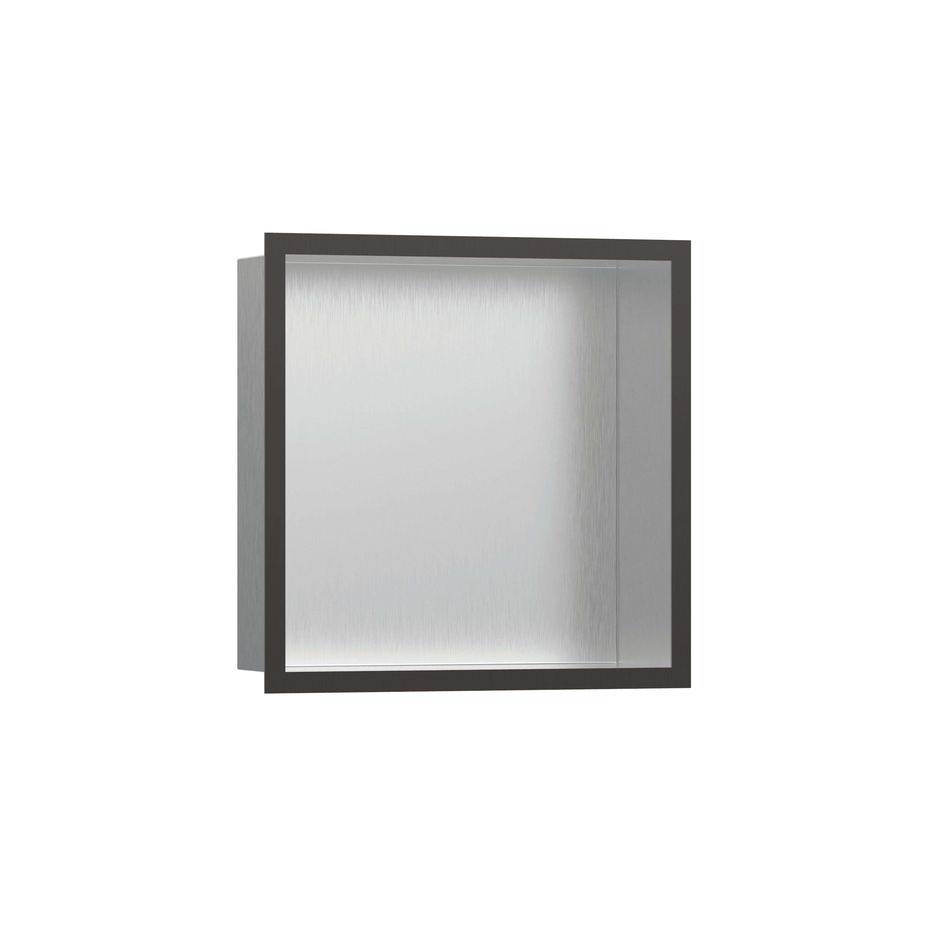 HANSGROHE 56097340 XtraStoris Individual Wall Niche Brushed Stainless Steel with Design Frame 12"x 12"x 4" - Brushed Black Chrome