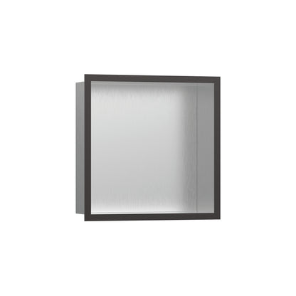 HANSGROHE 56097340 XtraStoris Individual Wall Niche Brushed Stainless Steel with Design Frame 12"x 12"x 4" - Brushed Black Chrome