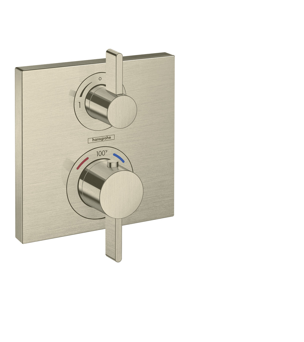 HANSGROHE 15712821 Ecostat Square Thermostatic Trim with Volume Control - Brushed Nickel