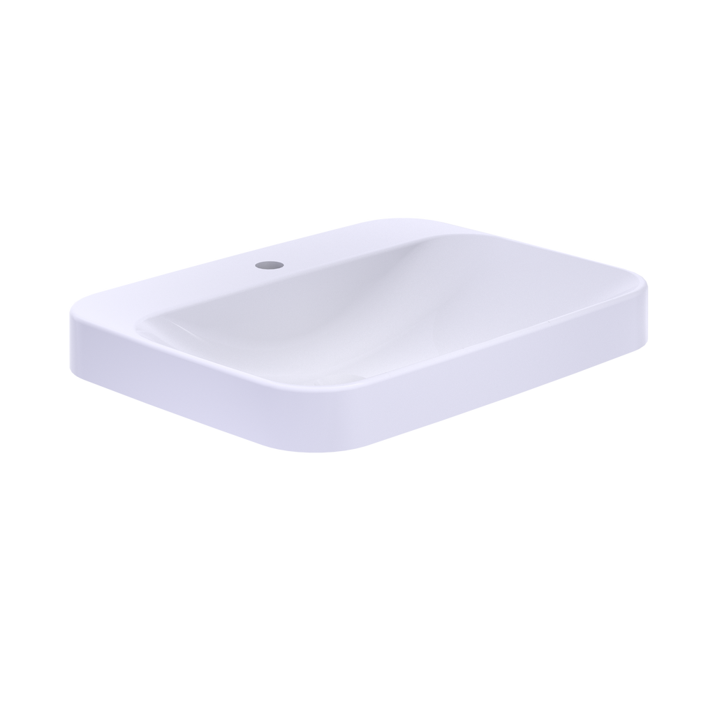 TOTO LT416G#01 Arvina Rectangular 23" Vessel Bathroom Sink With Cefiontect For Single Hole Faucets - Cotton White