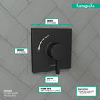 HANSGROHE 15724671 Ecostat Square Pressure Balance Trim - Matte Black