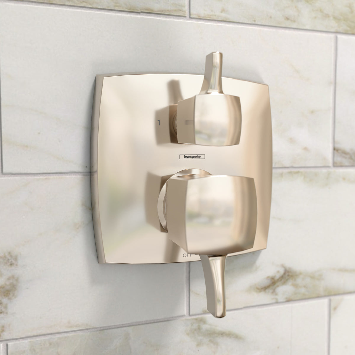 HANSGROHE 15865831 Ecostat Classic Pressure Balance Trim Classic Square with Diverter - Polished Nickel