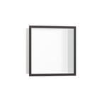 HANSGROHE 56099340 XtraStoris Individual Wall Niche Matte White with Design Frame 12"x 12"x 4" - Brushed Black Chrome