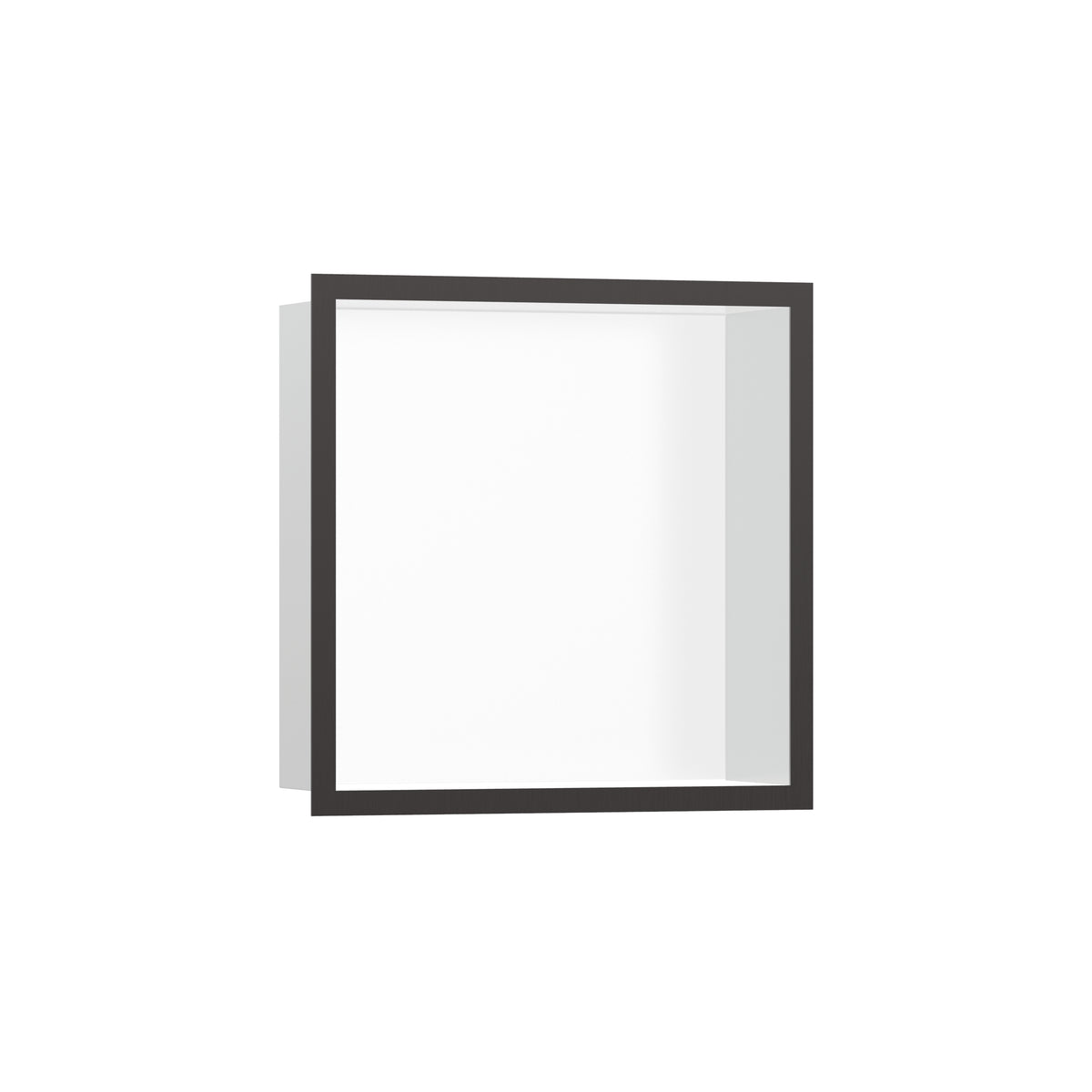 HANSGROHE 56099340 XtraStoris Individual Wall Niche Matte White with Design Frame 12"x 12"x 4" - Brushed Black Chrome