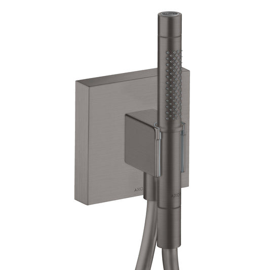 AXOR ShowerSolutions Handshower Holder with Outlet 5" x 5" with Handshower, 1.75 GPM in Brushed Black Chrome