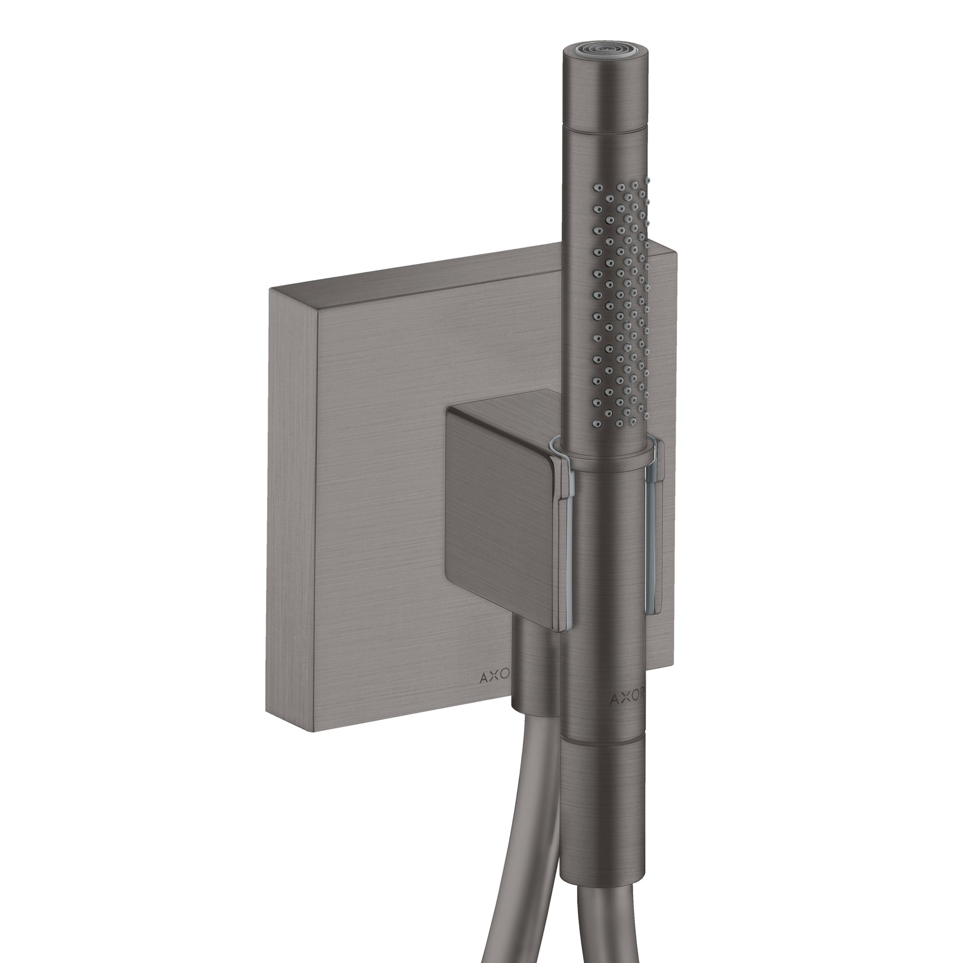 AXOR 12627341 ShowerSolutions Handshower Holder with Outlet 5" x 5" with Handshower, 1.75 GPM - Brushed Black Chrome