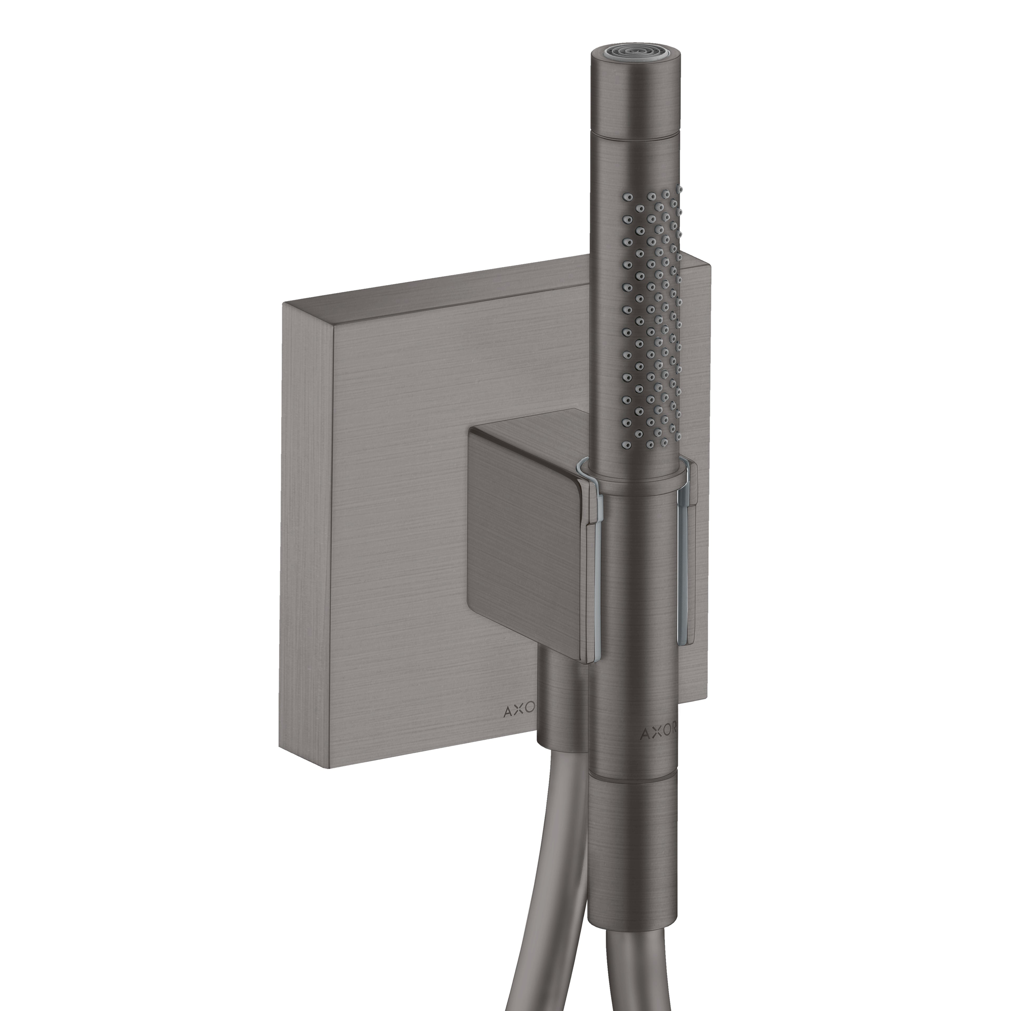 AXOR 12627341 ShowerSolutions Handshower Holder with Outlet 5" x 5" with Handshower, 1.75 GPM - Brushed Black Chrome