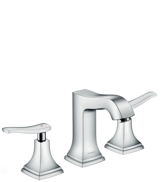 HANSGROHE 31333001 Metropol Classic Widespread Faucet 110 with Lever Handles and Pop-Up Drain, 0.5 GPM - Chrome