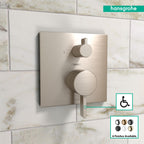 HANSGROHE 15862821 Ecostat Pressure Balance Trim Square with Diverter - Brushed Nickel