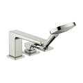 HANSGROHE 74554821 Metropol 3-Hole Roman Tub Set Trim with Loop Handle and 1.75 GPM Handshower - Brushed Nickel