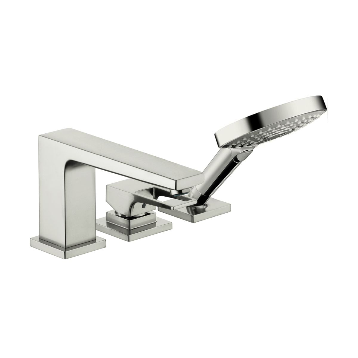 HANSGROHE 74554821 Metropol 3-Hole Roman Tub Set Trim with Loop Handle and 1.75 GPM Handshower - Brushed Nickel