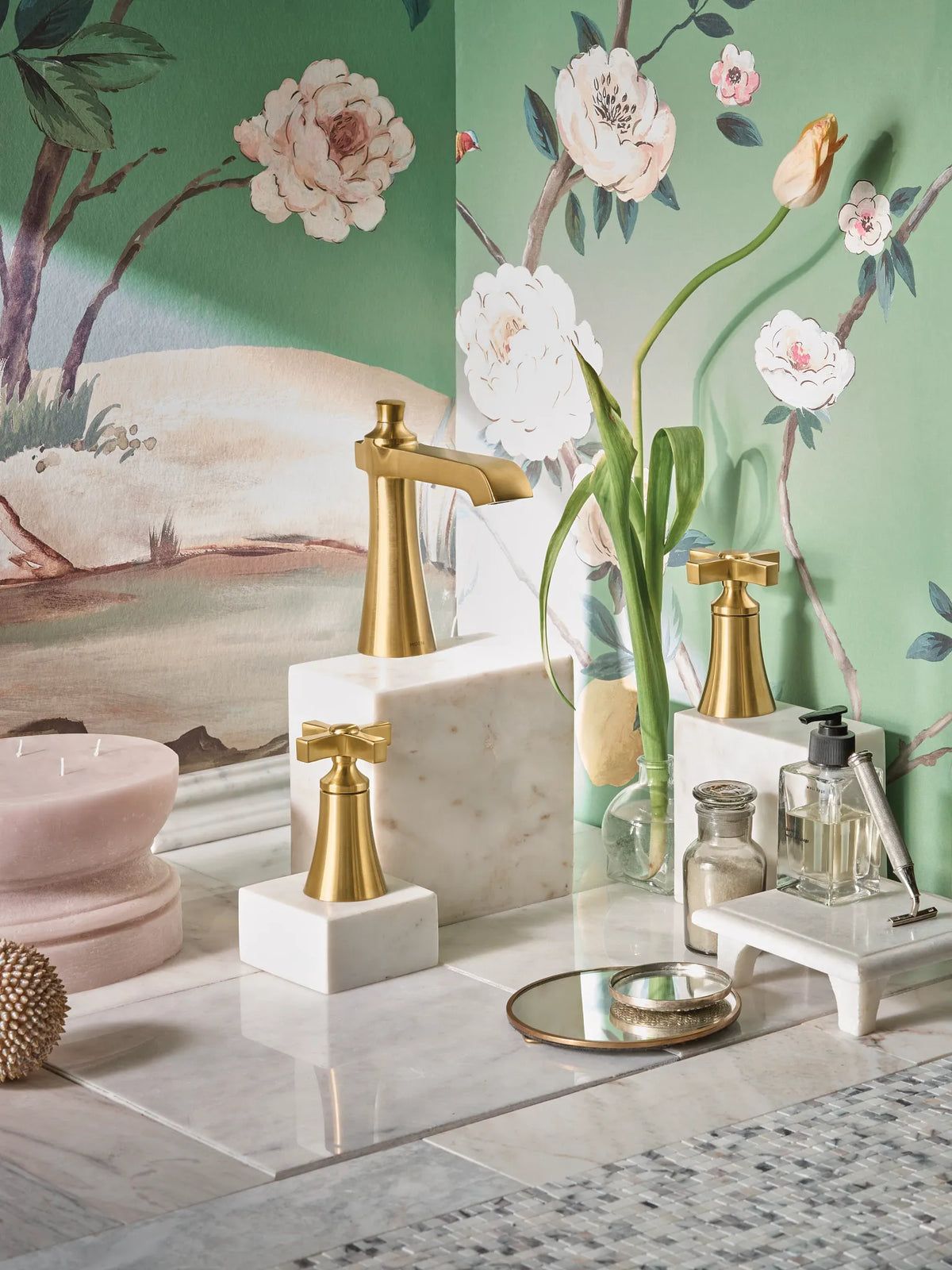 MOEN TVS6985BG Flara Two-Handle High Arc Bathroom Faucet - Brushed Gold