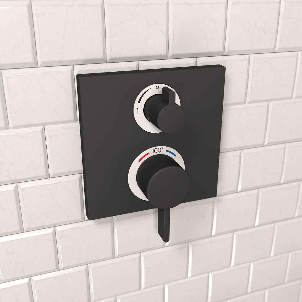HANSGROHE 15714671 Ecostat Square Thermostatic Trim with Volume Control and Diverter - Matte Black