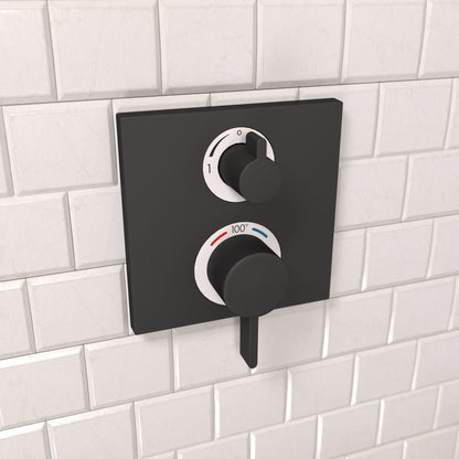 HANSGROHE 15714671 Ecostat Square Thermostatic Trim with Volume Control and Diverter - Matte Black