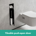 HANSGROHE 56085800 XtraStoris Rock Wall Niche with Tileable Door 12"x 12"x 4" - Brushed Stainless Steel