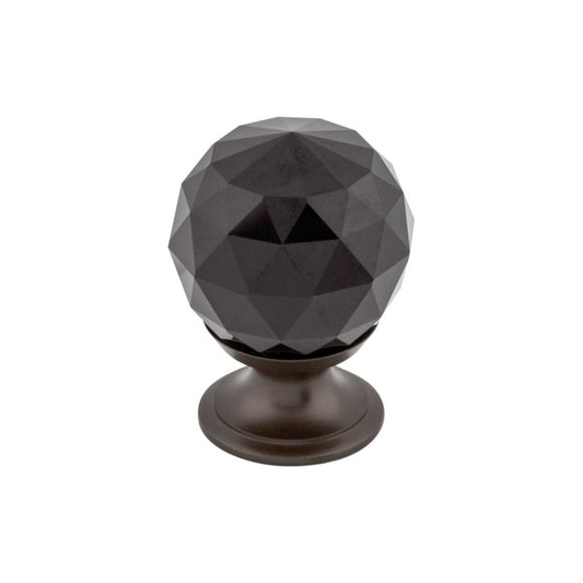 TOP KNOBS TK115ORB Black Crystal 1 1/8" Diameter Round Knob - Oil Rubbed Bronze