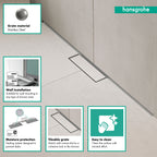 HANSGROHE 56222001 RainDrain Minimalistic Complete Set 2", 39 3/8" Trim and Installation Set - Brushed Stainless Steel