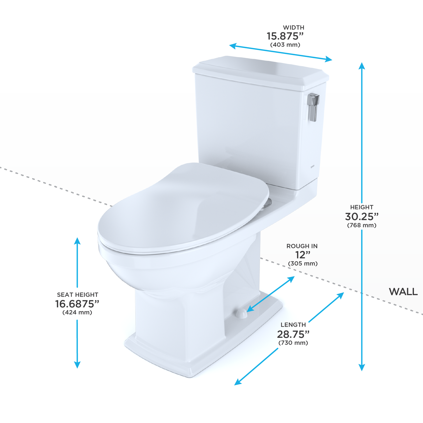 TOTO MS494234CEMFRG#01 Connelly Two-Piece Elongated Dual Flush 1.28 and 0.9 GPF with CEFIONTECT and Right Lever , Cotton White