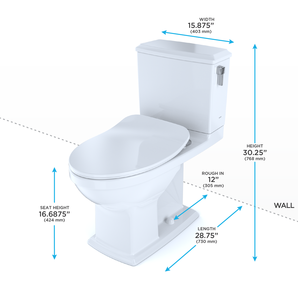 TOTO MS494234CEMFRG#01 Connelly Two-Piece Elongated Dual Flush 1.28 And 0.9 Gpf With Cefiontect And Right Lever - Cotton White
