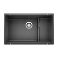 BLANCO 519450 Precis Precis Cascade SILGRANIT 29" Single Bowl Undermount Kitchen Sink with Colander - Anthracite in Anthracite