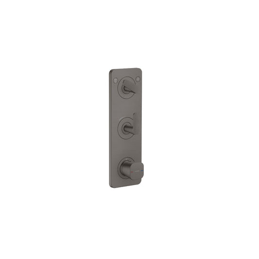 AXOR 49701341 Citterio C Thermostatic Module Trim 15" x 5" for 2 Functions- Cubic Cut - Brushed Black Chrome
