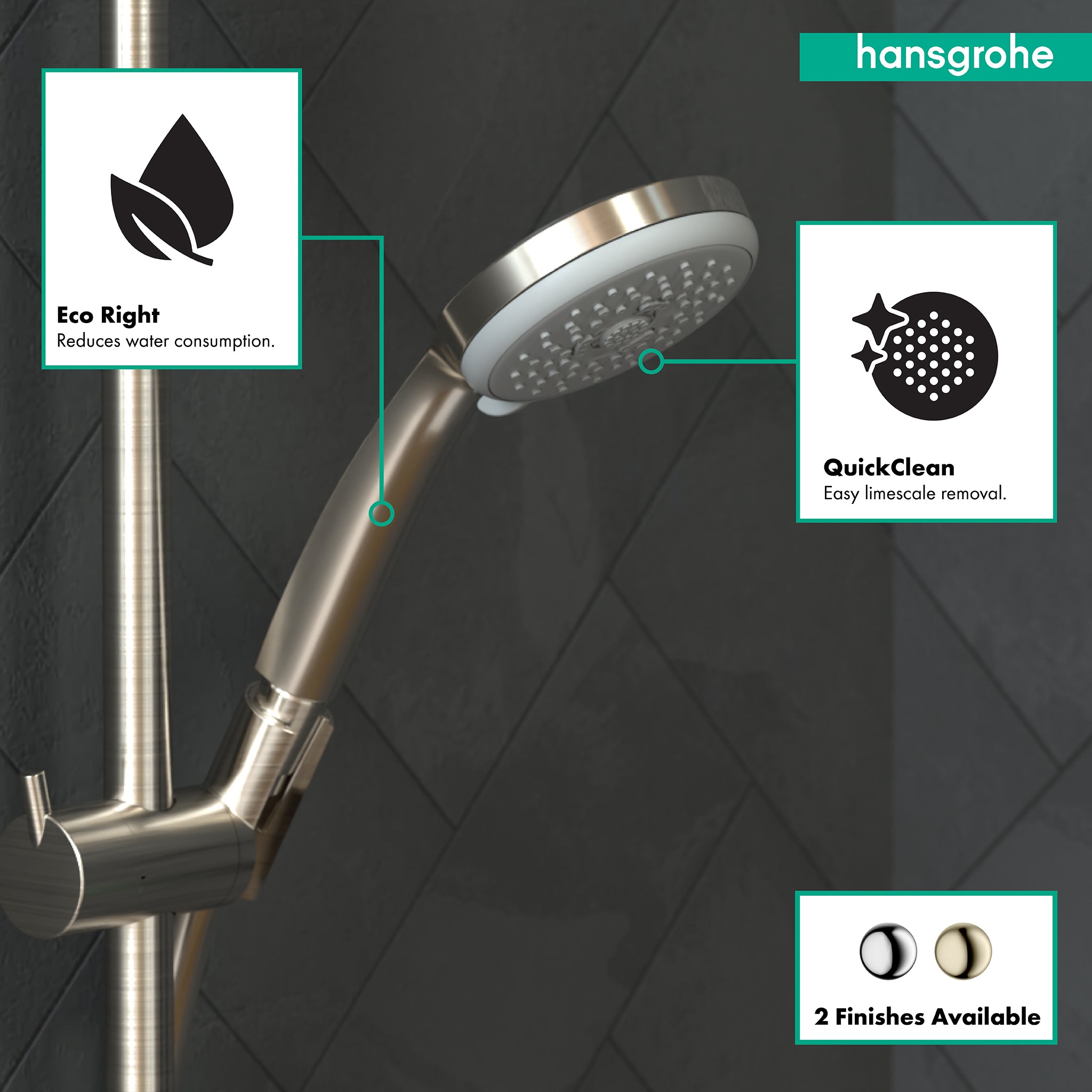 HANSGROHE 04752820 Croma 100 Handshower E 3-Jet, 1.8 GPM - Brushed Nickel