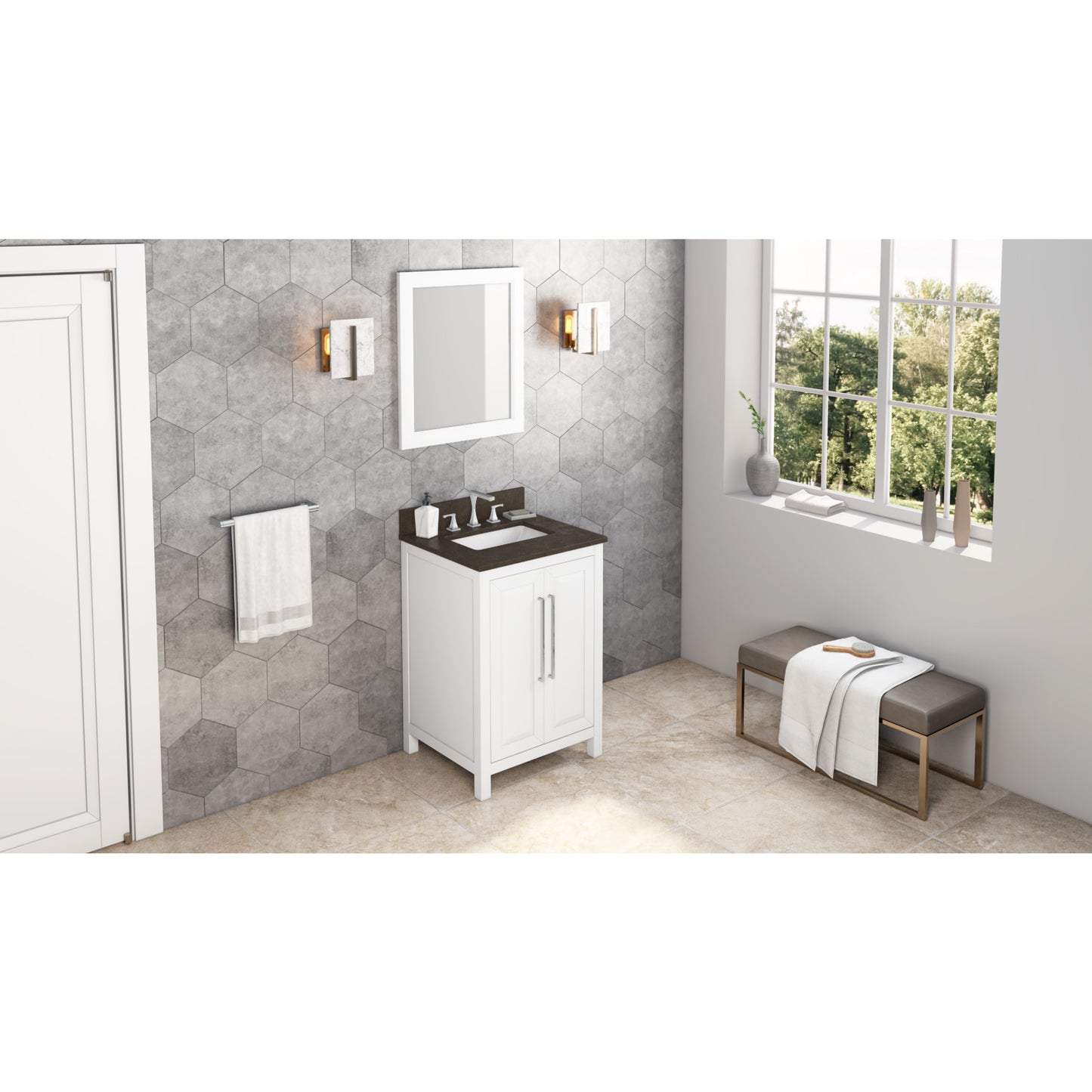 JEFFREY ALEXANDER VN2CAD-24-WH-NT 24" White Cade Vanity - White