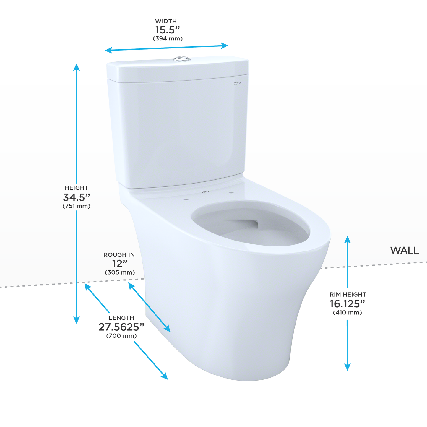 TOTO CST446CEMFGN#01 Aquia IV Two-Piece Elongated Dual Flush 1.28 and 0.9 GPF Toilet with CEFIONTECT , Cotton White