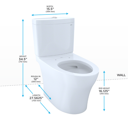 TOTO CST446CEMFGN#01 Aquia Iv Two-Piece Elongated Dual Flush 1.28 And 0.9 Gpf Toilet With Cefiontect - Cotton White