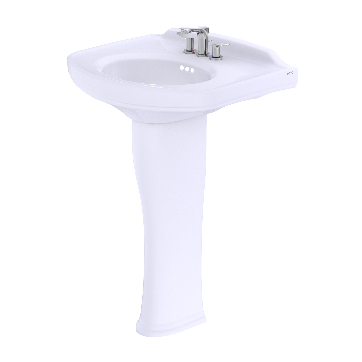 TOTO LPT642.4#01 Dartmouth Rectangular Pedestal Bathroom Sink with Arched Front for 4 Inch Center Faucets , Cotton White