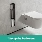 HANSGROHE 56060800 XtraStoris Rock Recessed Toilet Brush Holder with Shelf & Tileable Door - Brushed Stainless Steel