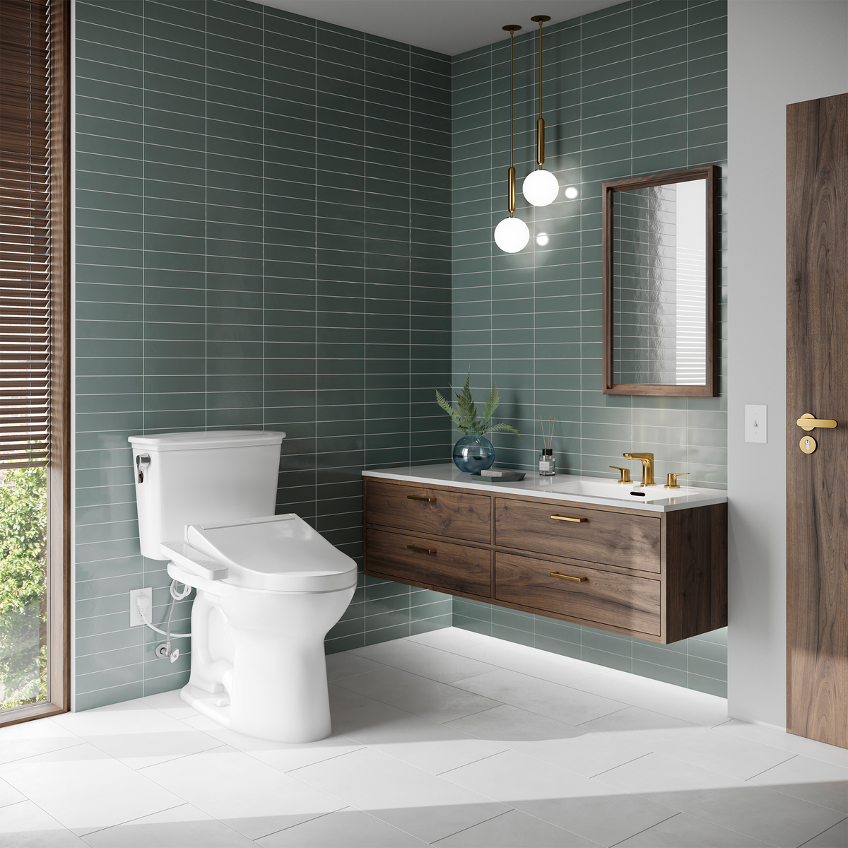TOTO MW7863074CEG#01 Drake Transitional Washlet+ Two-Piece Elongated 1.28 Gpf Tornado Flush Toilet With C2 Bidet Seat - Cotton White