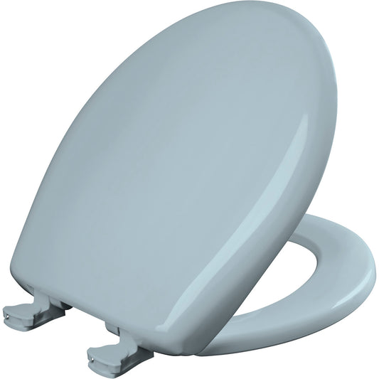 Bemis Round Plastic Toilet Seat in Heron Blue with STA-TITE Seat Fastening System, Easy•Clean and  Whisper•Close Hinge