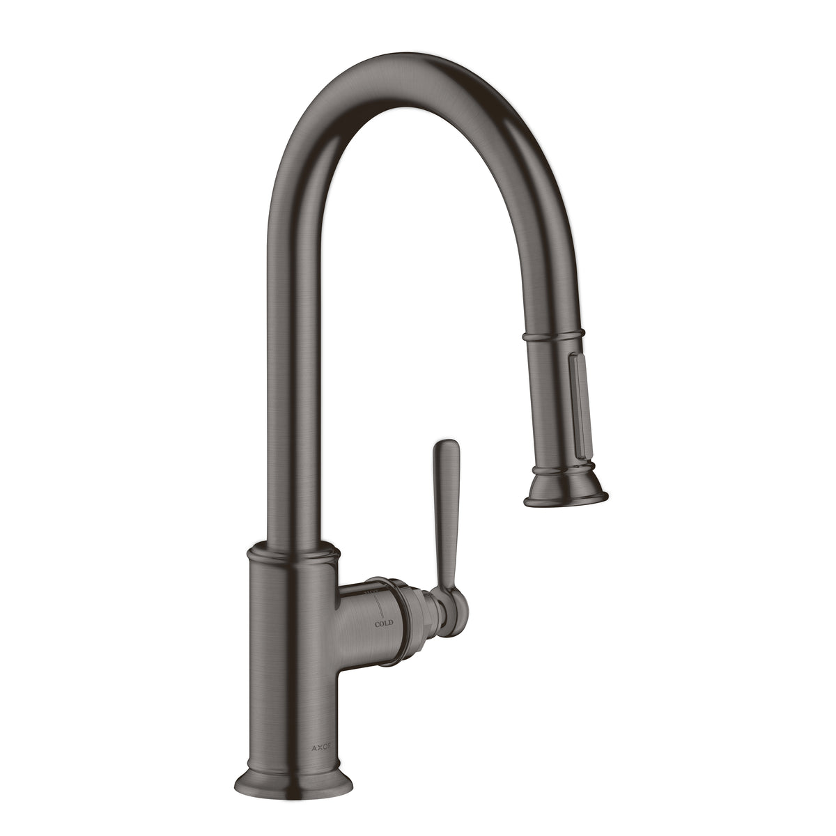 AXOR 16581341 Montreux HighArc Kitchen Faucet 2-Spray Pull-Down, 1.75 GPM - Brushed Black Chrome