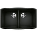 BLANCO 442937 Performa Performa SILGRANIT 33" 50/50 Double Bowl Undermount Kitchen Sink - Coal Black in Coal Black