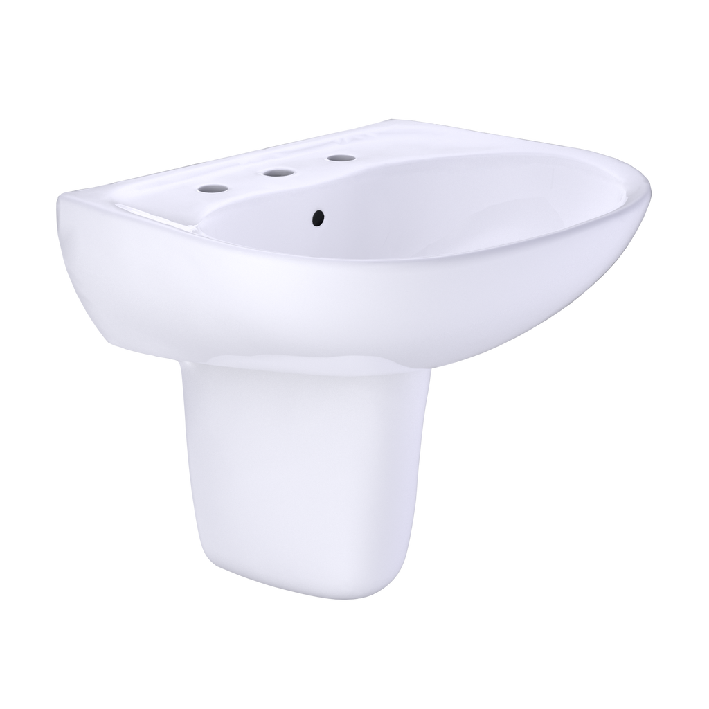 TOTO LHT241.8G#01 Supreme Oval Wall-Mount Bathroom Sink With Cefiontect And Shroud For 8 Inch Center Faucets - Cotton White