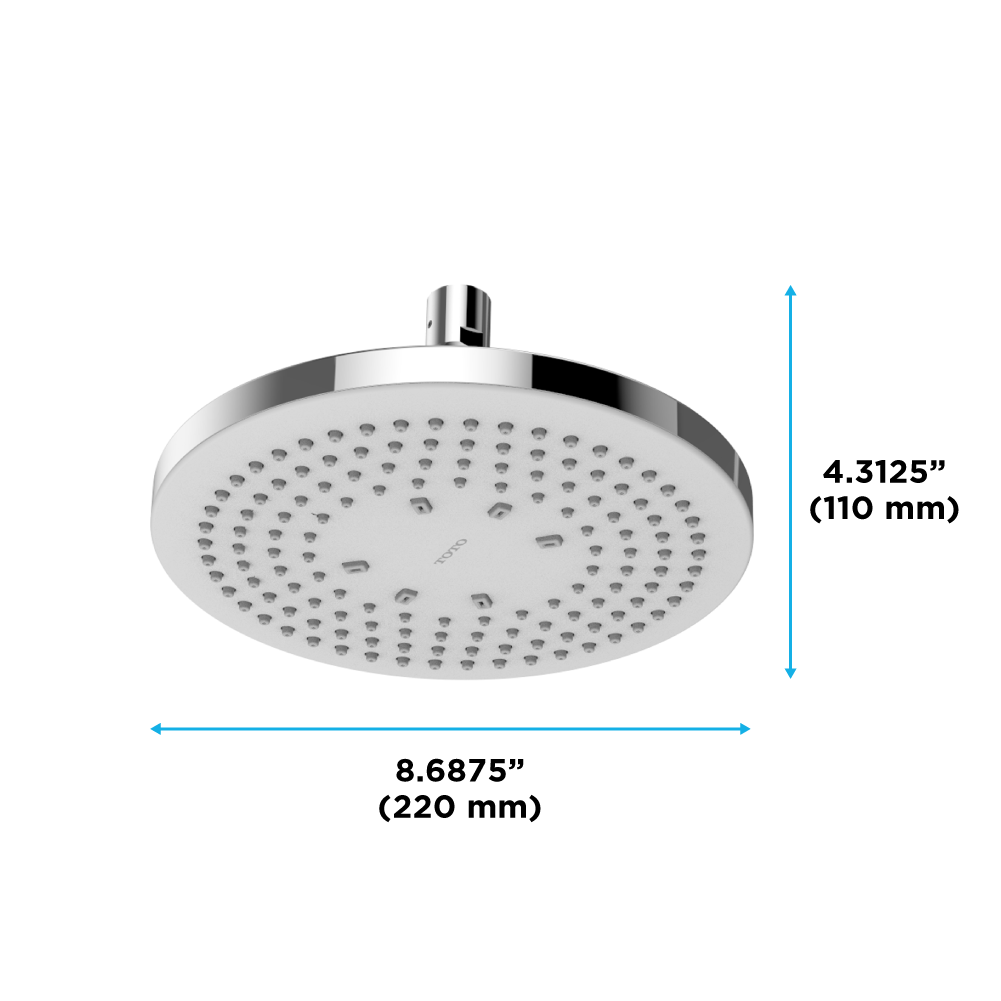 TOTO TBW01003U1#CP G Series 2.5 Gpm Single Spray 8.5 Inch Round Showerhead With Comfort Wave Technology - Polished Chrome