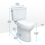 TOTO MS776124CSFG.10#01 Drake Two-Piece Elongated 1.6 Gpf Universal Height Tornado Flush  Toilet With 10 Inch Rough-In - Cotton White