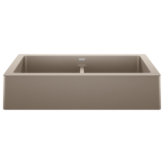 BLANCO 526553 Vintera Vintera SILGRANIT 33" Double Bowl Apron-Front Farmhouse Sink - Truffle in Truffle