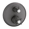 AXOR 16820341 Montreux Thermostatic Trim with Volume Control and Diverter- Cross-Handle - Brushed Black Chrome