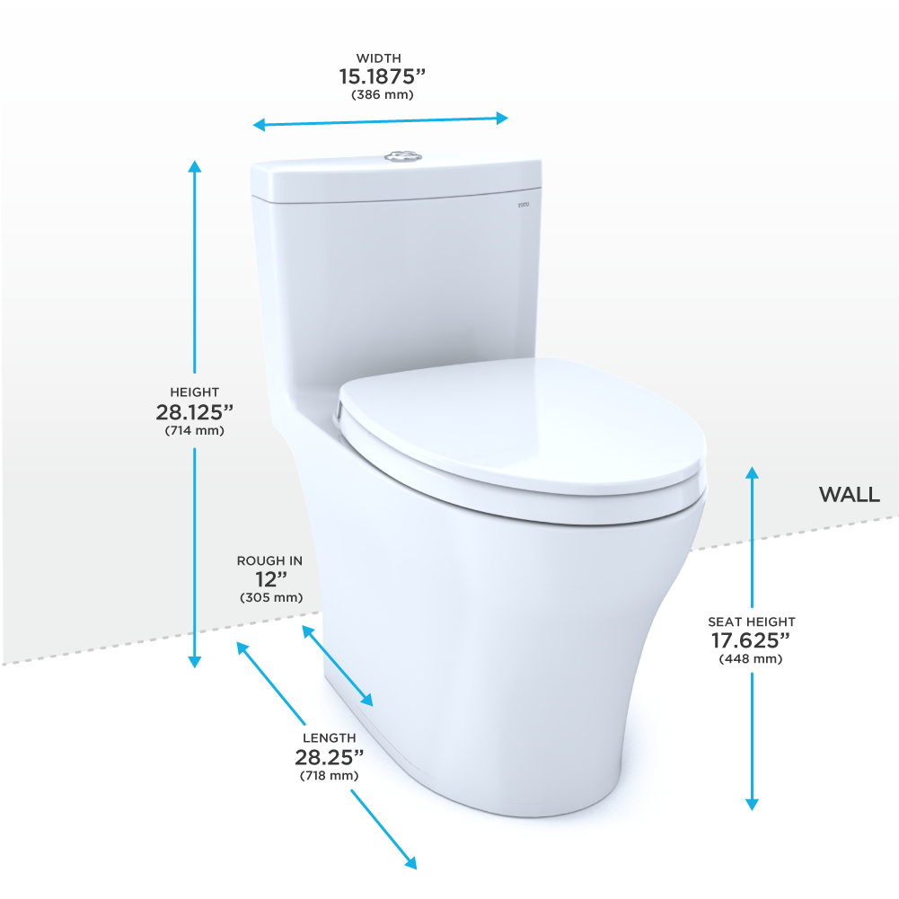 TOTO MS646124CEMFN#51 Aquia Iv One-Piece Elongated Dual Flush 1.28 And 0.9 Gpf Universal Height - Ebony
