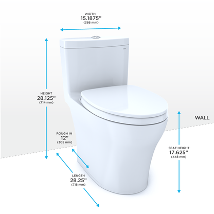 TOTO MS646124CEMFN#51 Aquia Iv One-Piece Elongated Dual Flush 1.28 And 0.9 Gpf Universal Height - Ebony