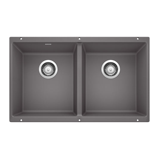 BLANCO 519050 Precis Precis SILGRANIT 29" 50/50 Double Bowl Undermount Kitchen Sink - Cinder in Cinder