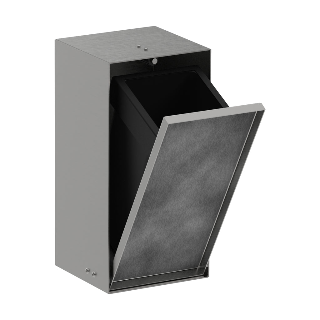 HANSGROHE 56063800 XtraStoris Rock Recessed Trash Bin with Shelf & Tileable Door - Brushed Stainless Steel