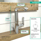 HANSGROHE 31087001 Metris Single-Hole Faucet 230 with Swivel Spout and Pop-Up Drain, 1.2 GPM - Chrome