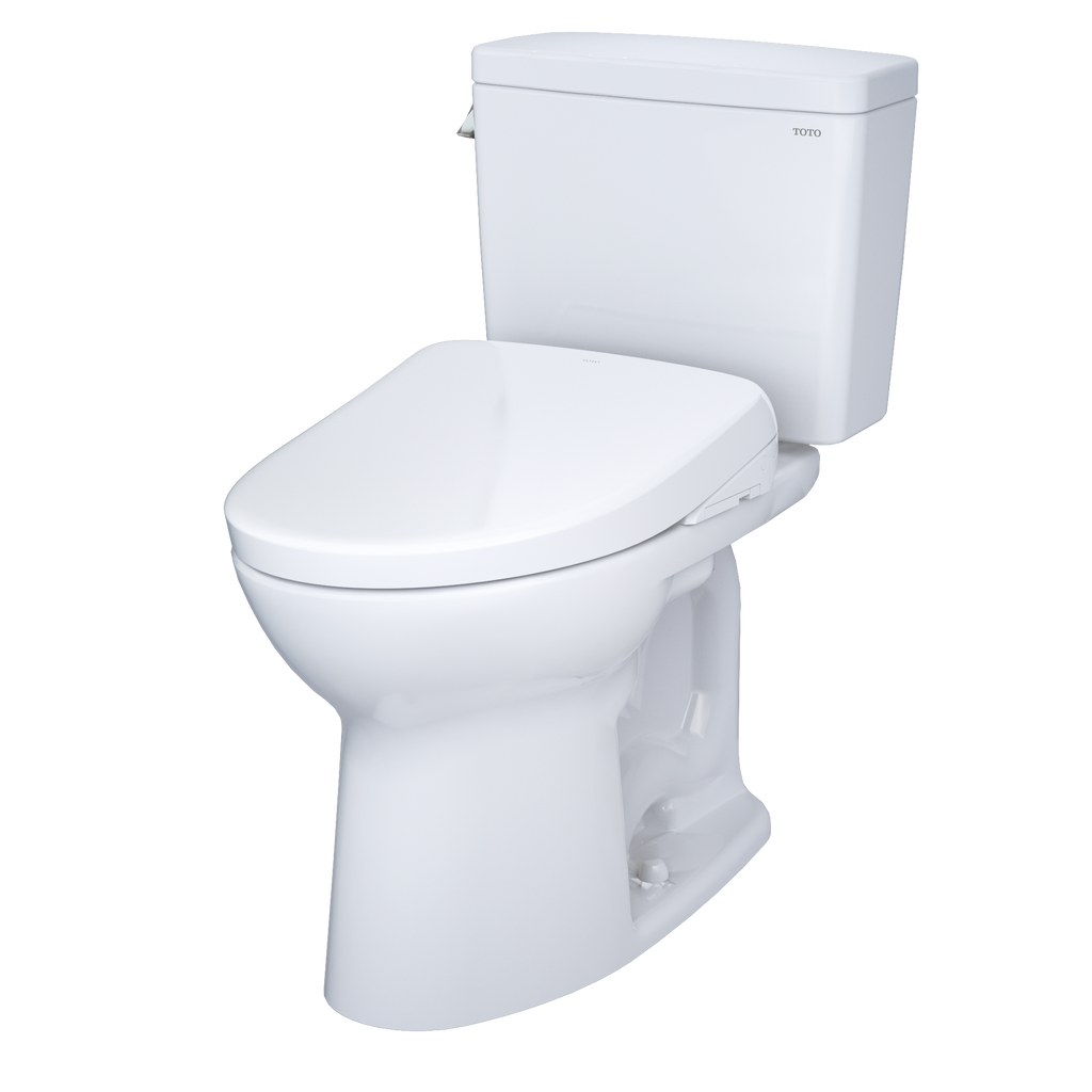 TOTO MW7764726CSFGA#01 Drake Washlet+ Two-Piece Elongated 1.6 Gpf Universal Height Tornado Flush Toilet And S7 Contemporary Bidet Seat With Auto Flush - Cotton White