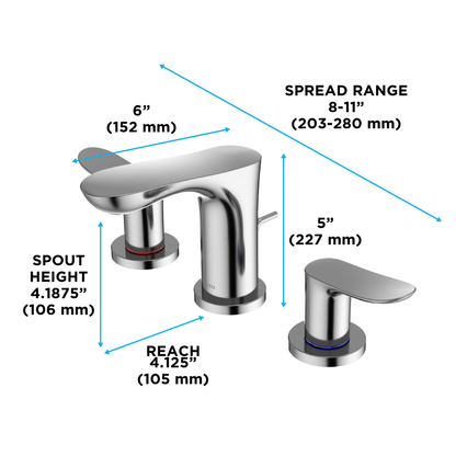 TOTO TLG01201U#CP Go Series 1.2 Gpm Two Handle Widespread Bathroom Sink Faucet With Drain Assembly - Polished Chrome
