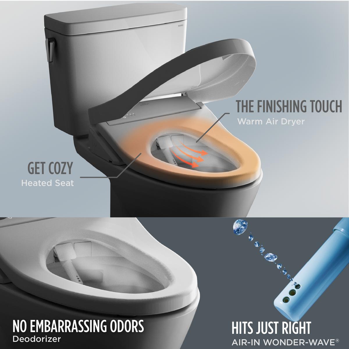 TOTO MW4944734CEMFG#01 Washlet+ Connelly Two-Piece Elongated Dual Flush 1.28 And 0.9 Gpf Toilet And Classic Washlet S7A Classic Bidet Seat - Cotton White