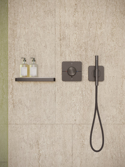 AXOR 49627341 Citterio C Handshower Holder Softsquare with Outlet 5"x5" with Handshower and Textile Hose, 1.75 GPM - Brushed Black Chrome