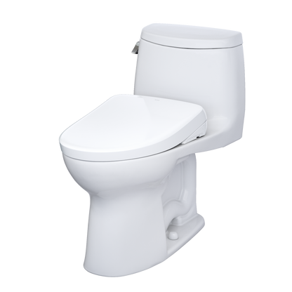 TOTO MW6044736CEFG#01 Washlet+ Ultramax Ii One-Piece Elongated 1.28 Gpf Toilet And Washlet+ S7A Contemporary Bidet Seat - Cotton White